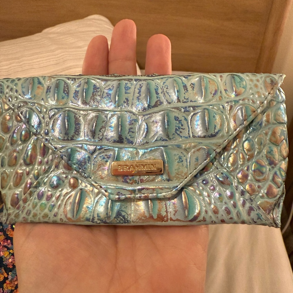 Brahmin Blue and Gold Crocodile Embossed Wallet